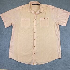 Sean John Button Shirt Mens 3XL XXXL Orange Short Sleeve